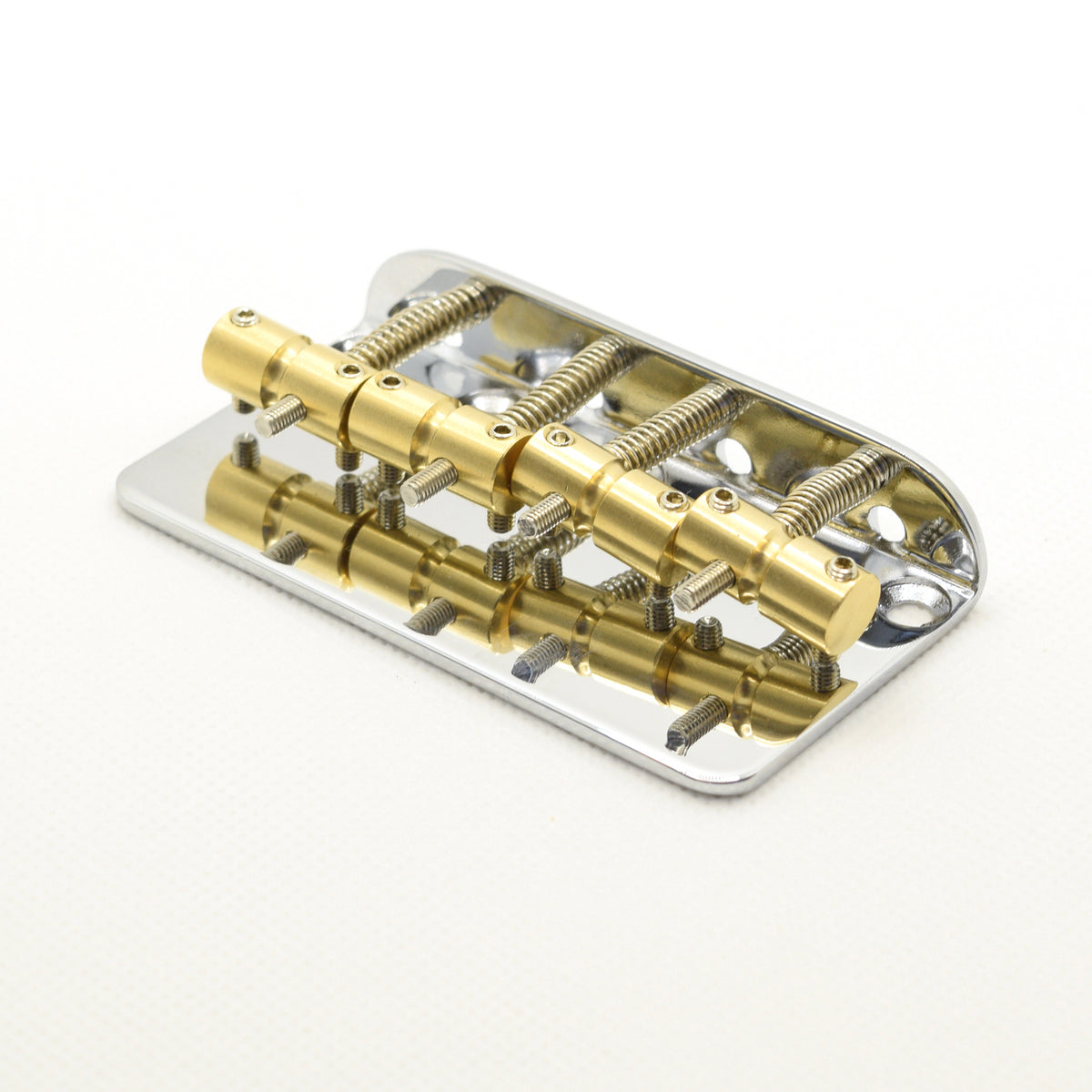 Birmingham 4 String Steel Bass Bridge in Chrome with Brass Saddles