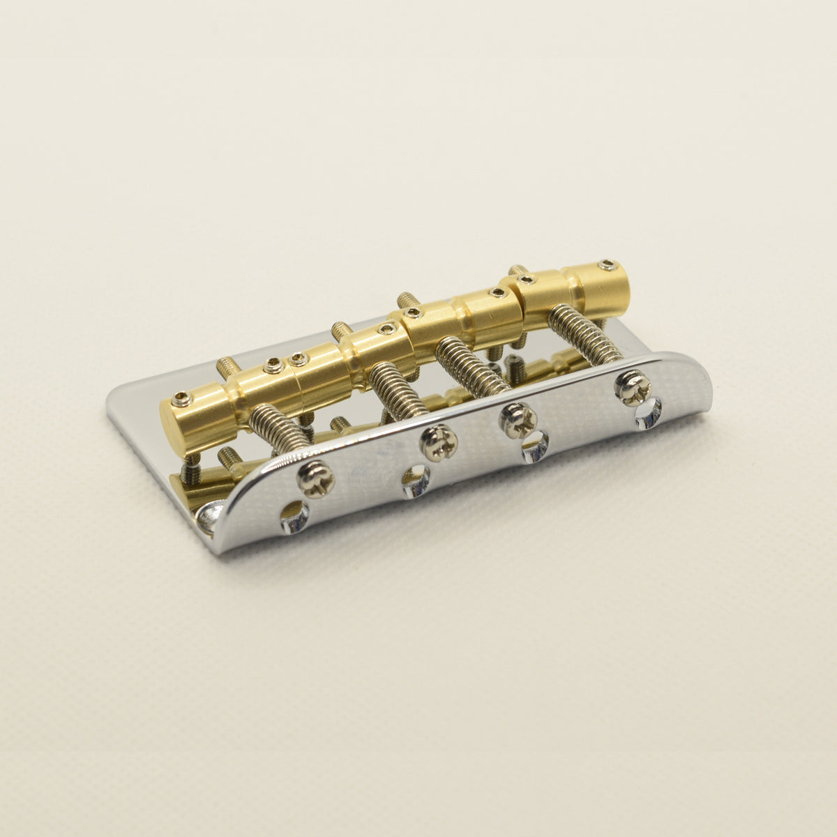 Birmingham 4 String Steel Bass Bridge in Chrome with Brass Saddles